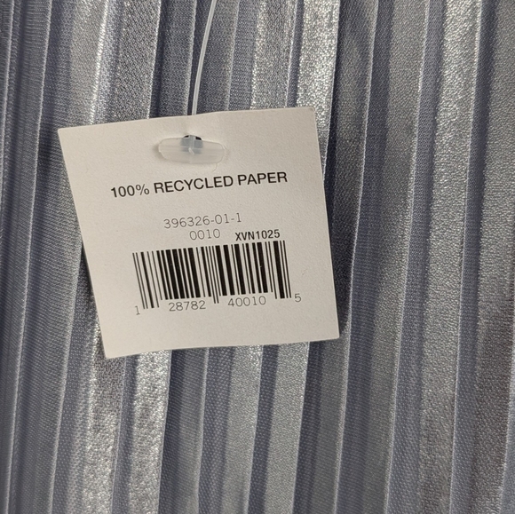 Banana Republic Metallic Silver Pleated Midi Skirt 10 - Picture 3 of 5